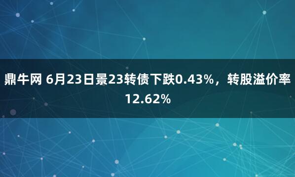 鼎牛网 6月23日景23转债下跌0.43%，转股溢价率12.62%