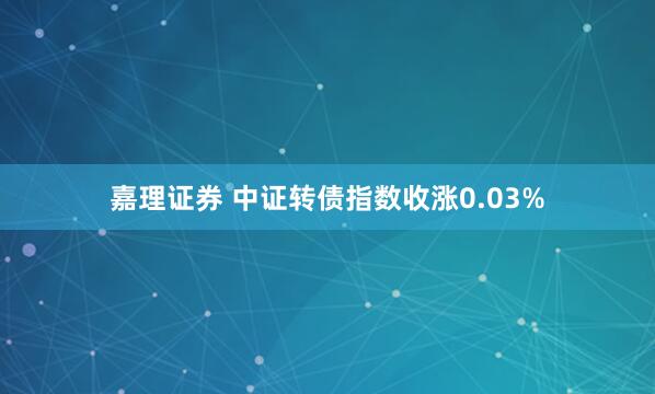 嘉理证券 中证转债指数收涨0.03%