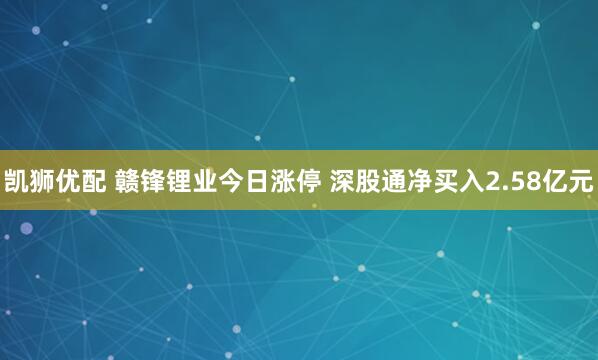 凯狮优配 赣锋锂业今日涨停 深股通净买入2.58亿元